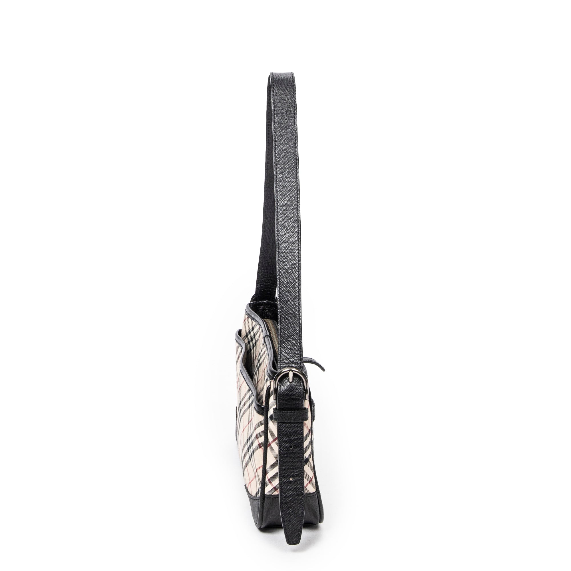 Bolso de Hombro Rectangular con Cremallera Lona Nova Check Beige