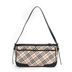 Bolso de Hombro Rectangular con Cremallera Lona Nova Check Beige