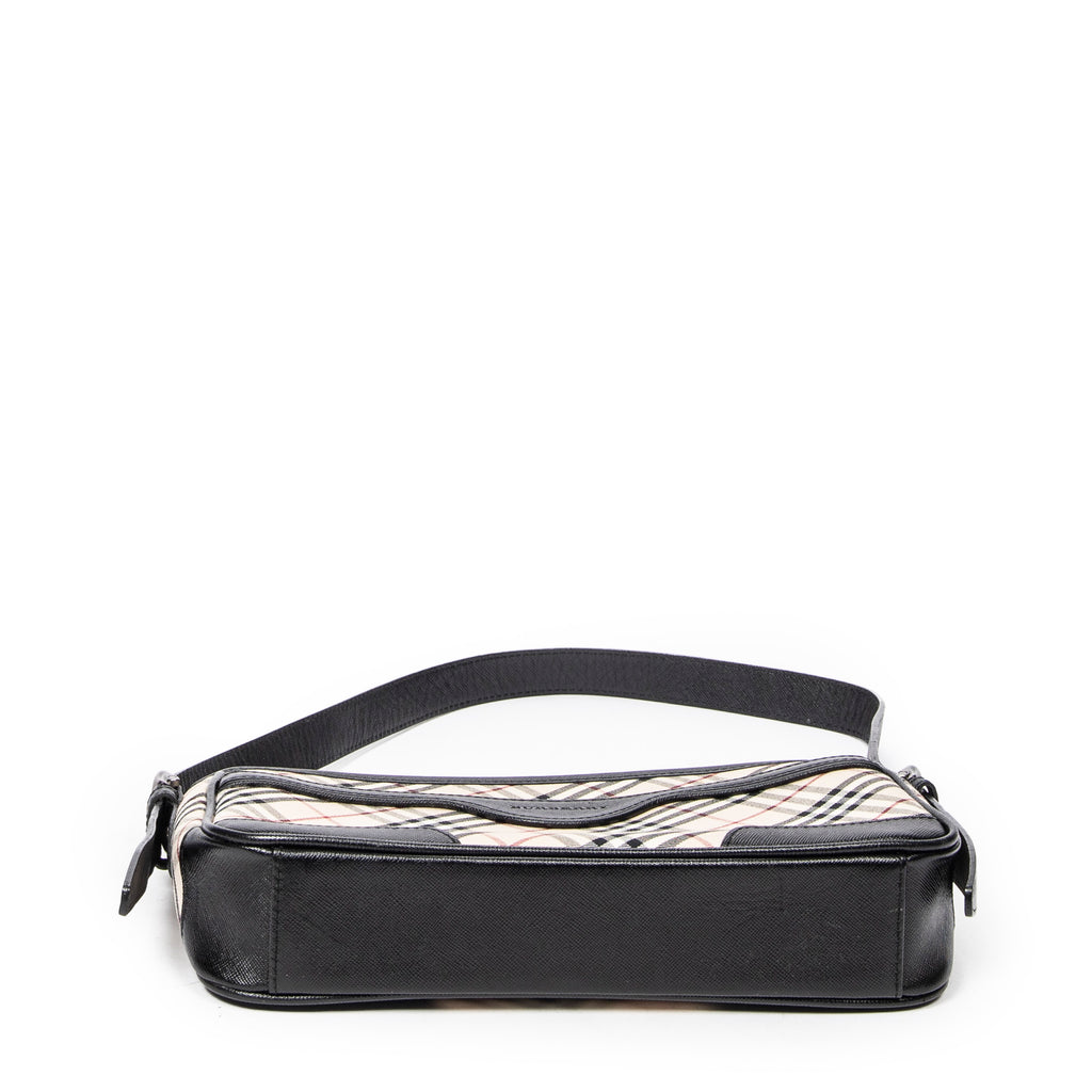 Bolso de Hombro Rectangular con Cremallera Lona Nova Check Beige