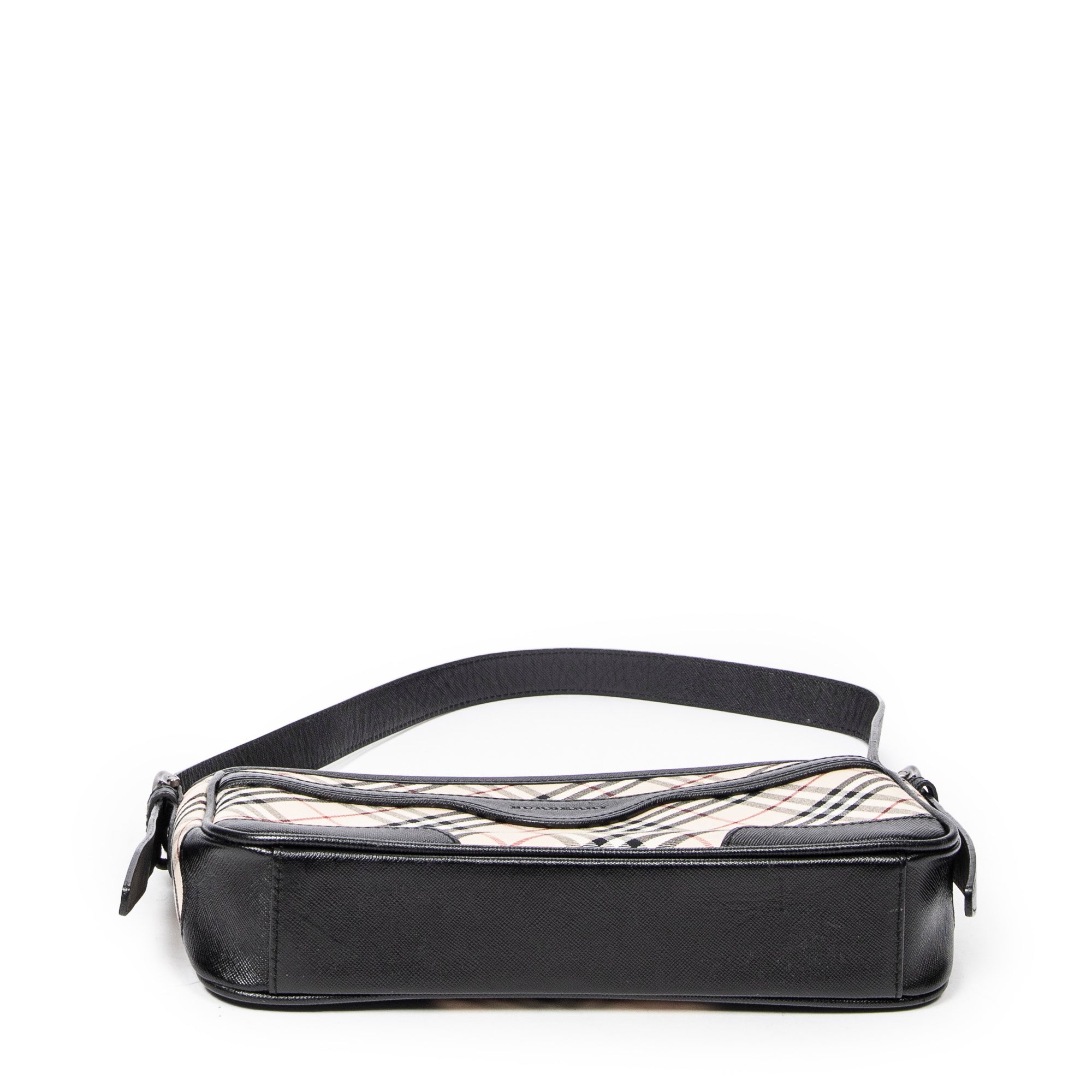 Bolso de Hombro Rectangular con Cremallera Lona Nova Check Beige