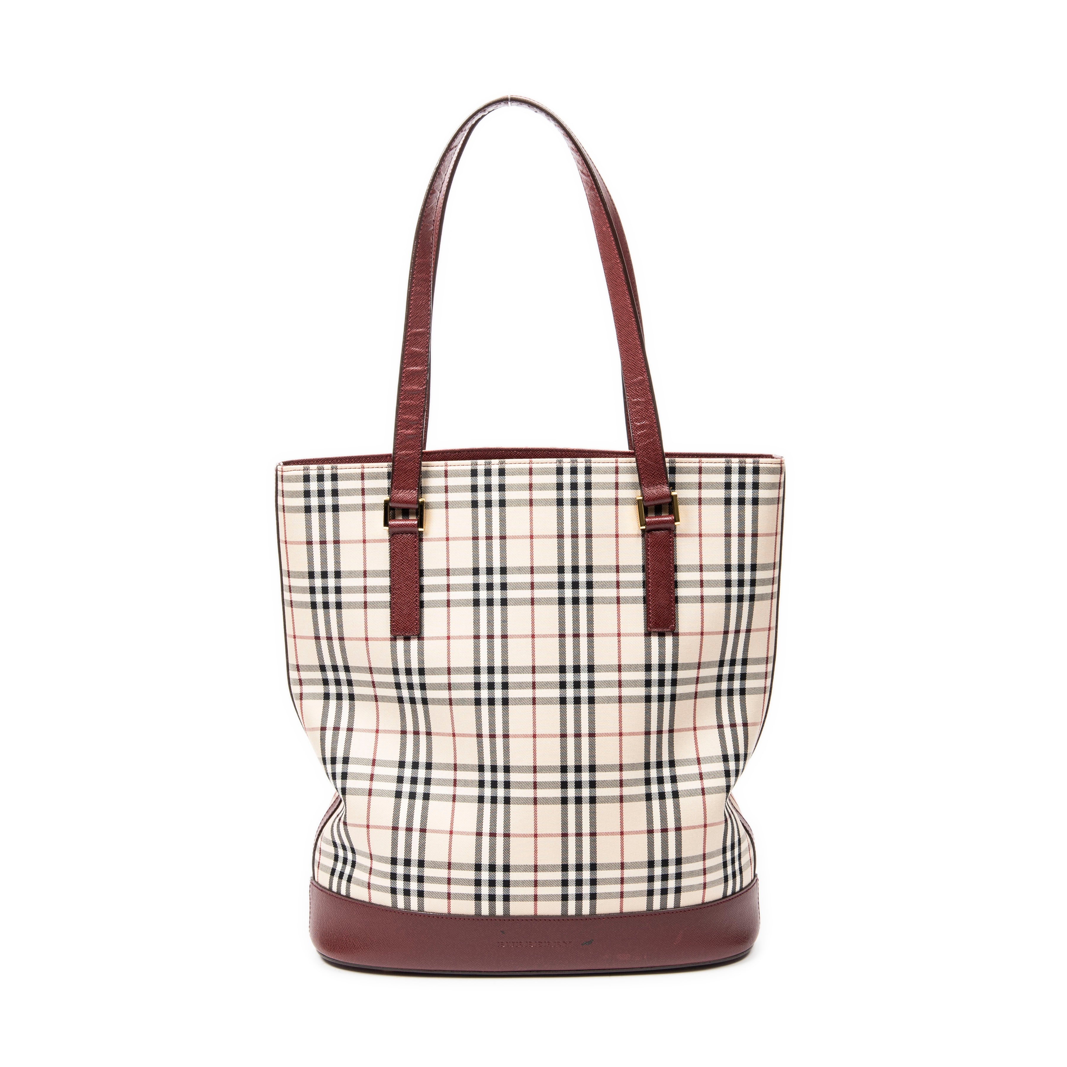 Bolso de Hombro Grande Alto Tote Lona Beige Nova Check