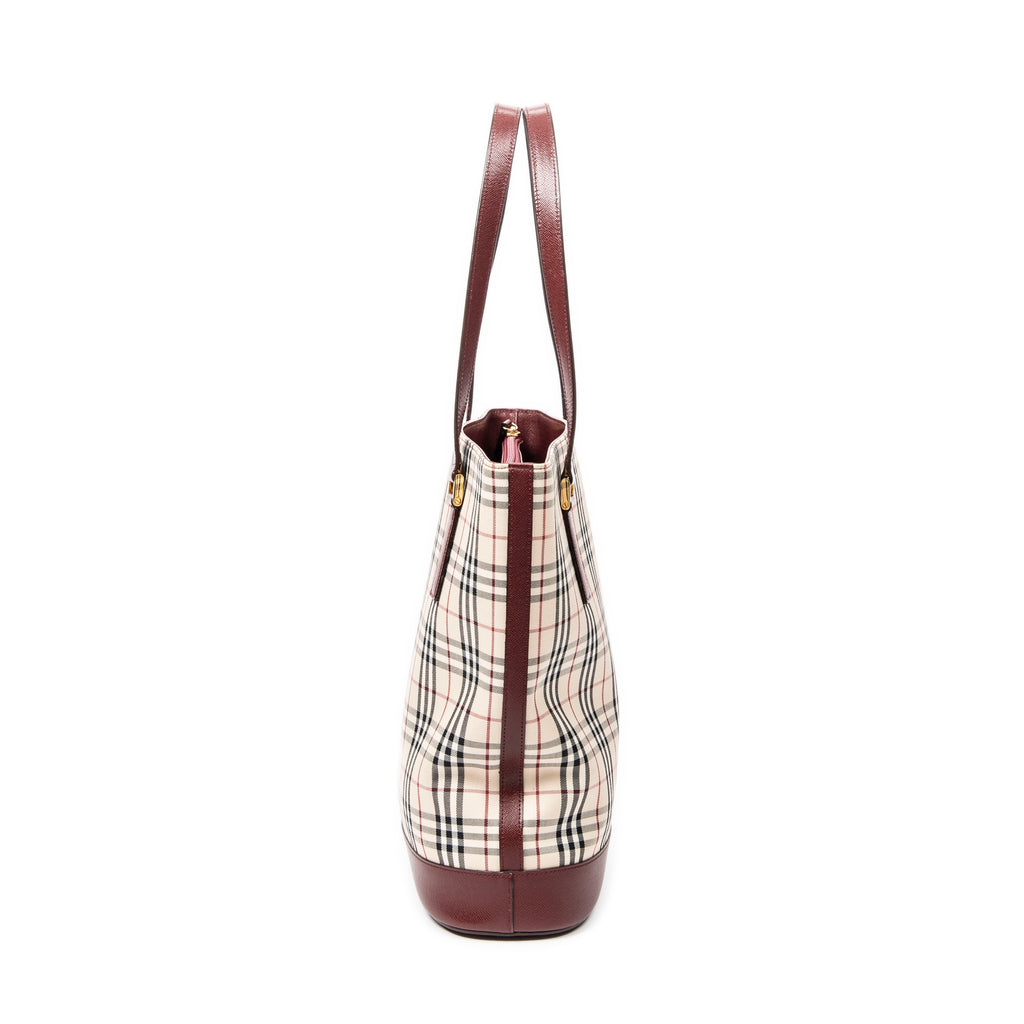 Bolso de Hombro Grande Alto Tote Lona Beige Nova Check