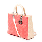 Shoulder Bag Large Bicolor Lady Dior Zip Pink Cannage Lambskin Leather