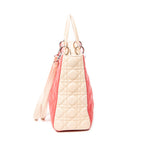 Shoulder Bag Large Bicolor Lady Dior Zip Pink Cannage Lambskin Leather