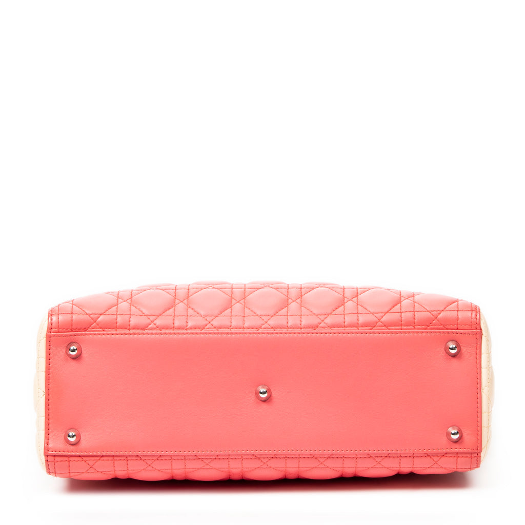 Shoulder Bag Large Bicolor Lady Dior Zip Pink Cannage Lambskin Leather