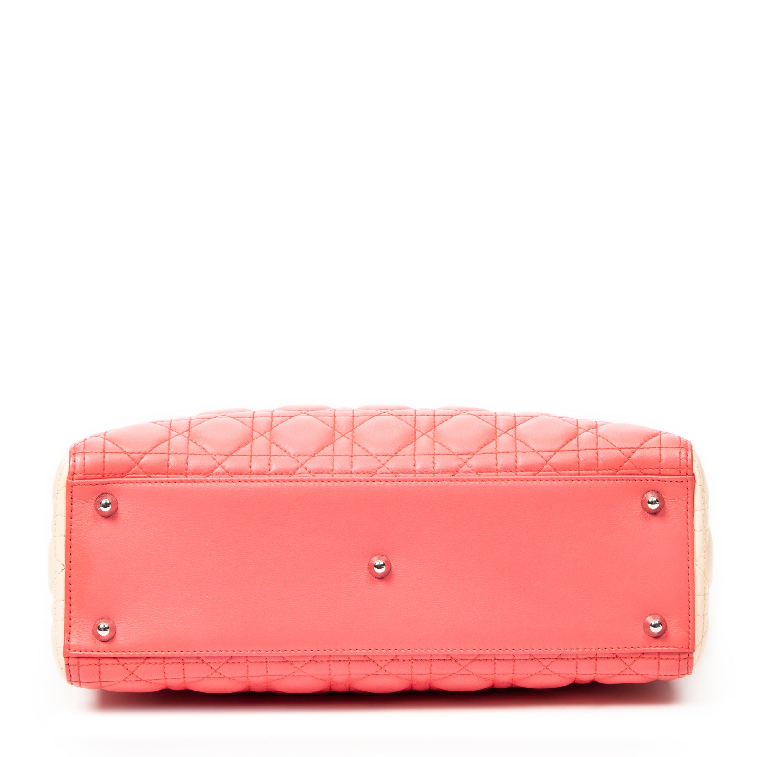Shoulder Bag Large Bicolor Lady Dior Zip Pink Cannage Lambskin Leather