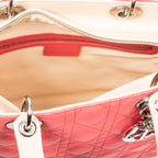 Shoulder Bag Large Bicolor Lady Dior Zip Pink Cannage Lambskin Leather