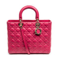 Shoulder Bag Large Lady Dior Fuchsia Pink Cannage Lambskin Leather