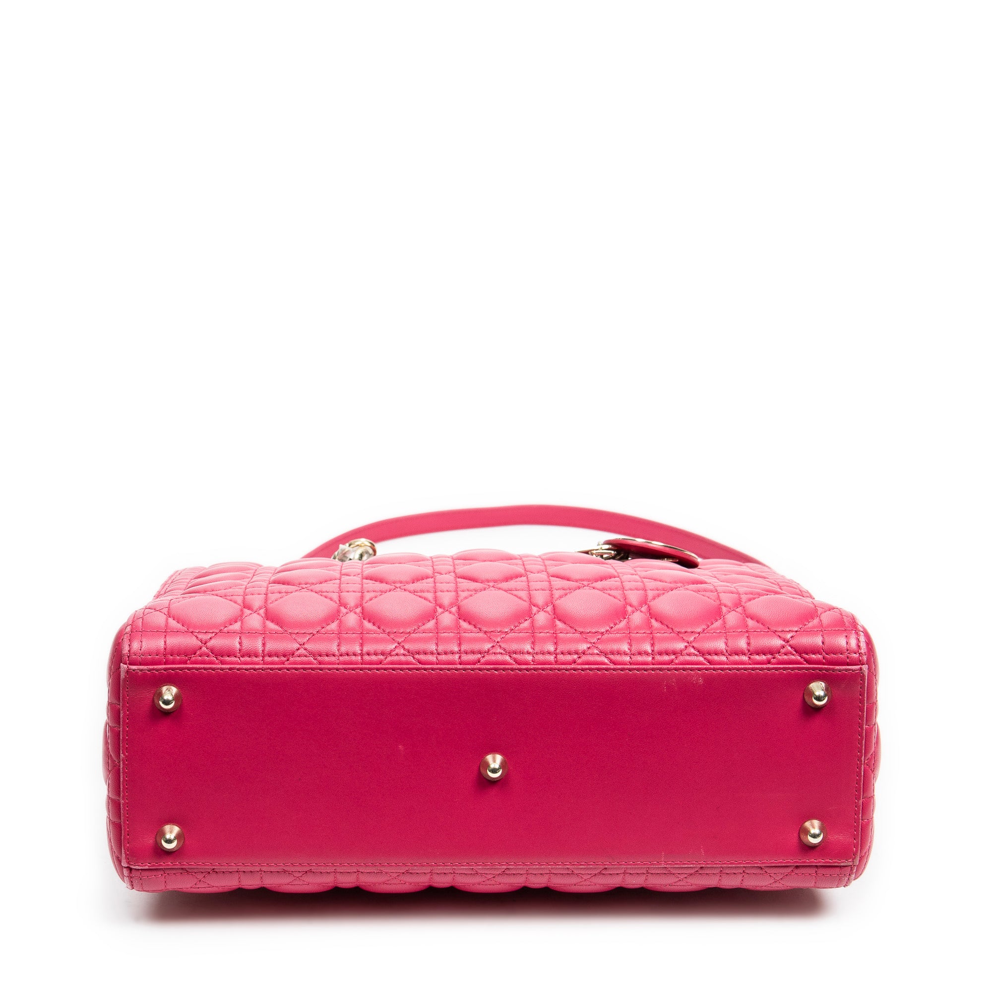 Shoulder Bag Large Lady Dior Fuchsia Pink Cannage Lambskin Leather