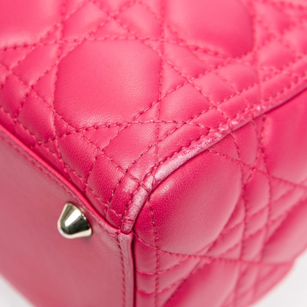 Shoulder Bag Large Lady Dior Fuchsia Pink Cannage Lambskin Leather