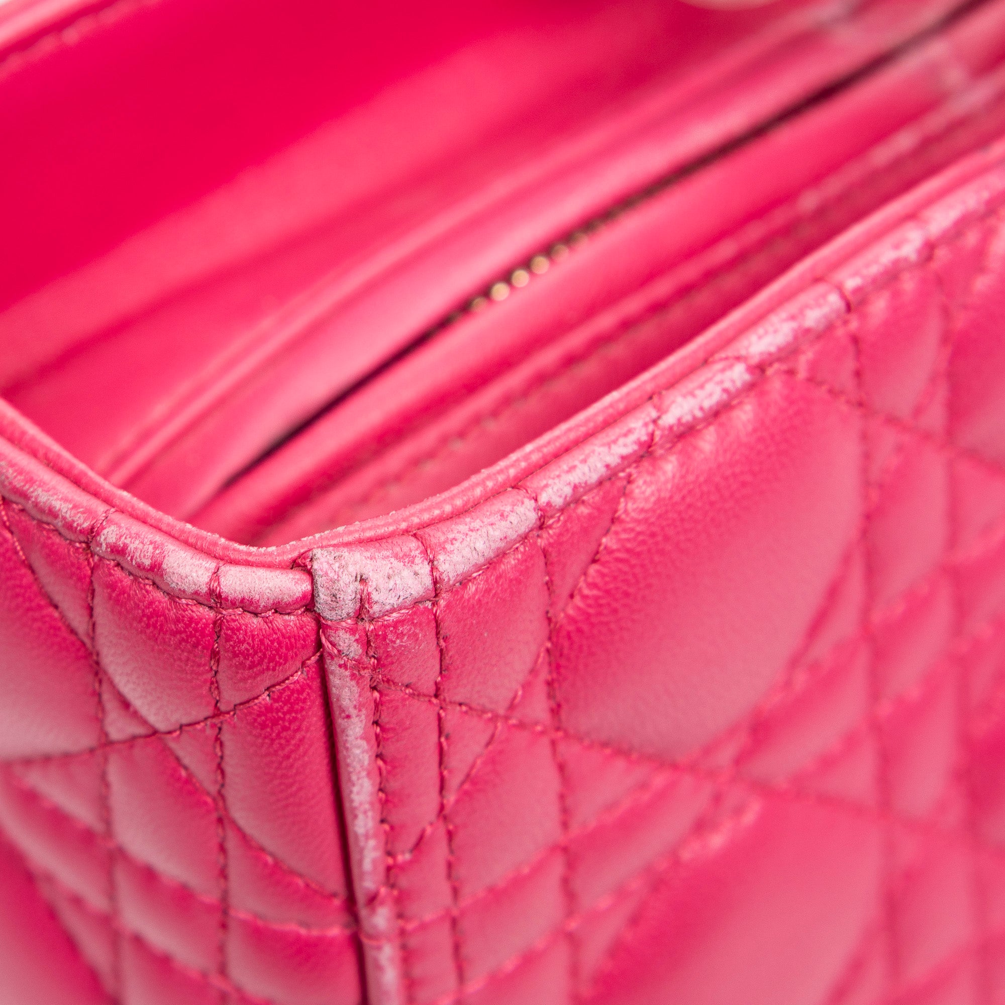 Shoulder Bag Large Lady Dior Fuchsia Pink Cannage Lambskin Leather