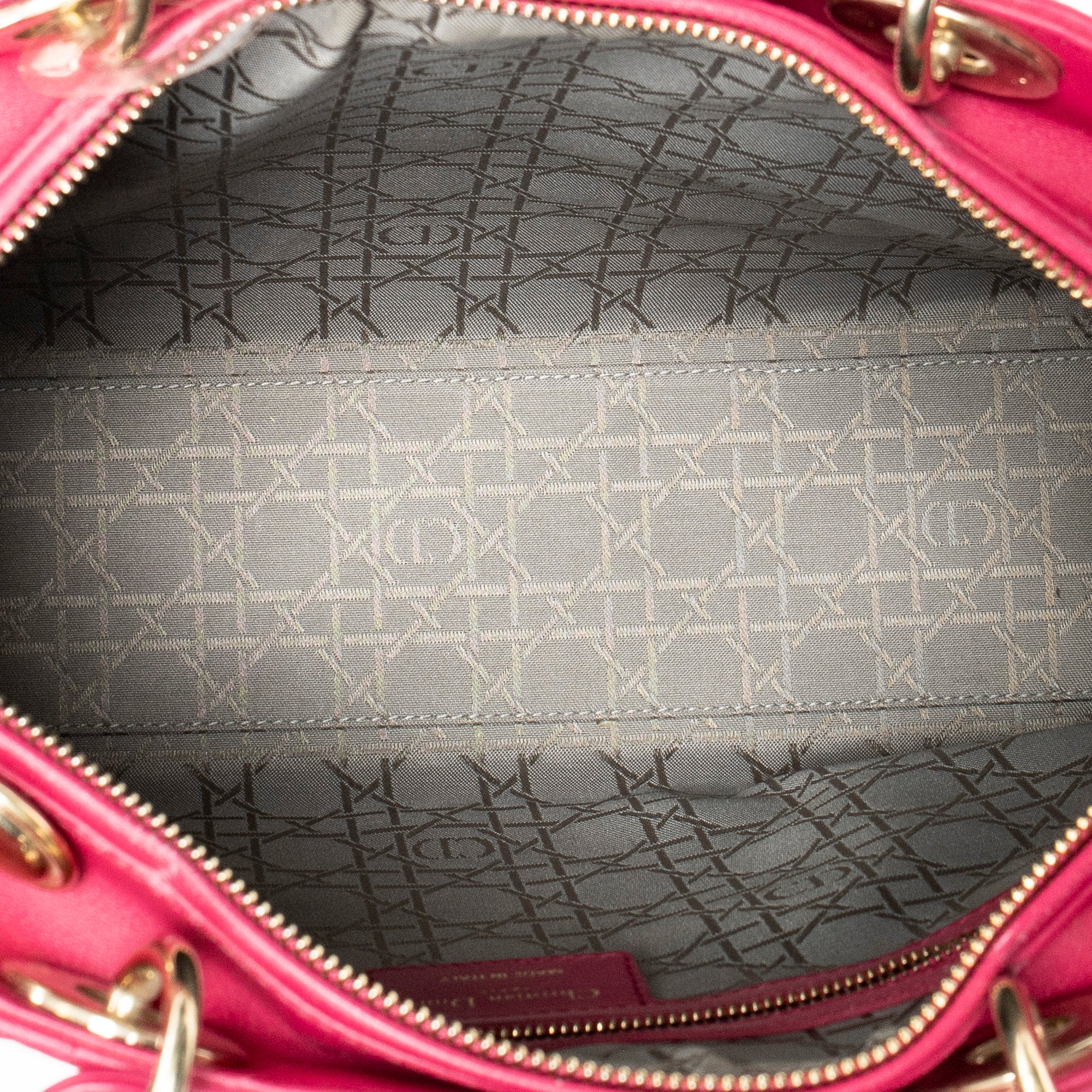Shoulder Bag Large Lady Dior Fuchsia Pink Cannage Lambskin Leather