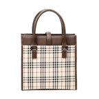 Bolso de mano pequeño tipo tote cuadrado, lona beige Nova Check