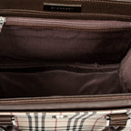 Bolso de mano pequeño tipo tote cuadrado, lona beige Nova Check