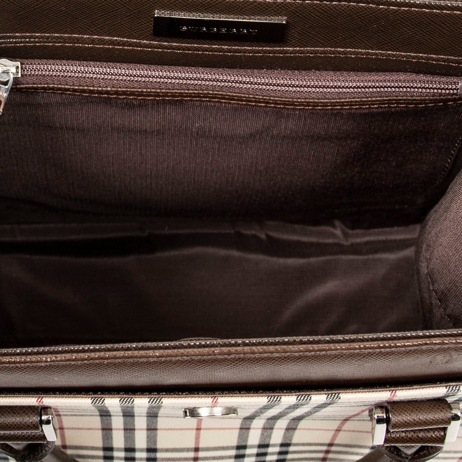 Bolso de mano pequeño tipo tote cuadrado, lona beige Nova Check