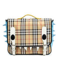 Mochila Monstruo con Solapa Beige Nova Check Nailon Lona