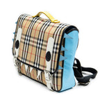Mochila Monstruo con Solapa Beige Nova Check Nailon Lona