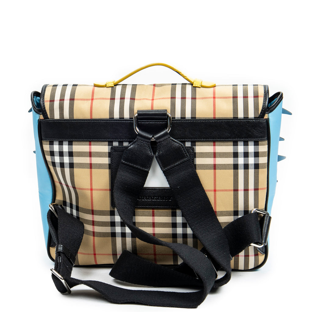 Mochila Monstruo con Solapa Beige Nova Check Nailon Lona