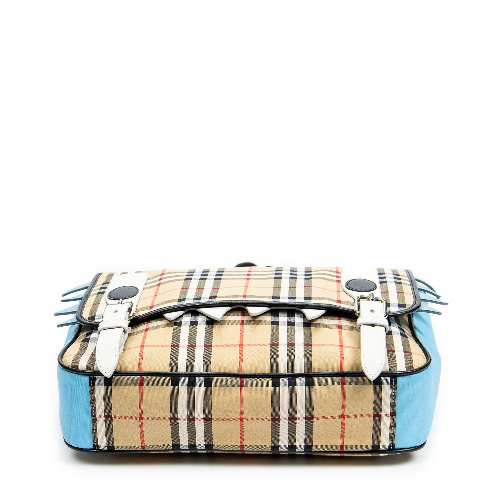 Mochila Monstruo con Solapa Beige Nova Check Nailon Lona