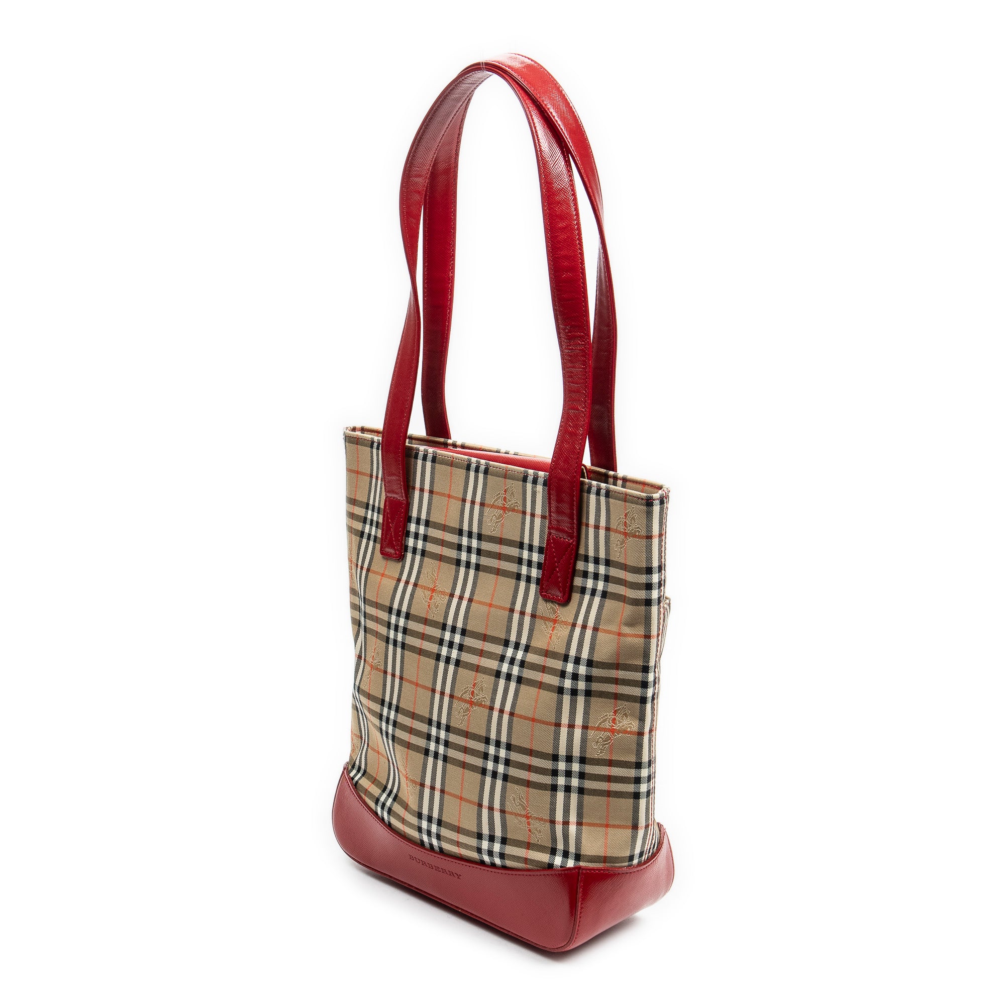 Shoulder Bag Tall Tote Beige Haymarket Check Canvas
