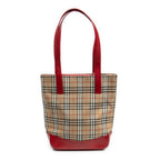 Bolso de hombro Tote alto de lona Haymarket Check beige