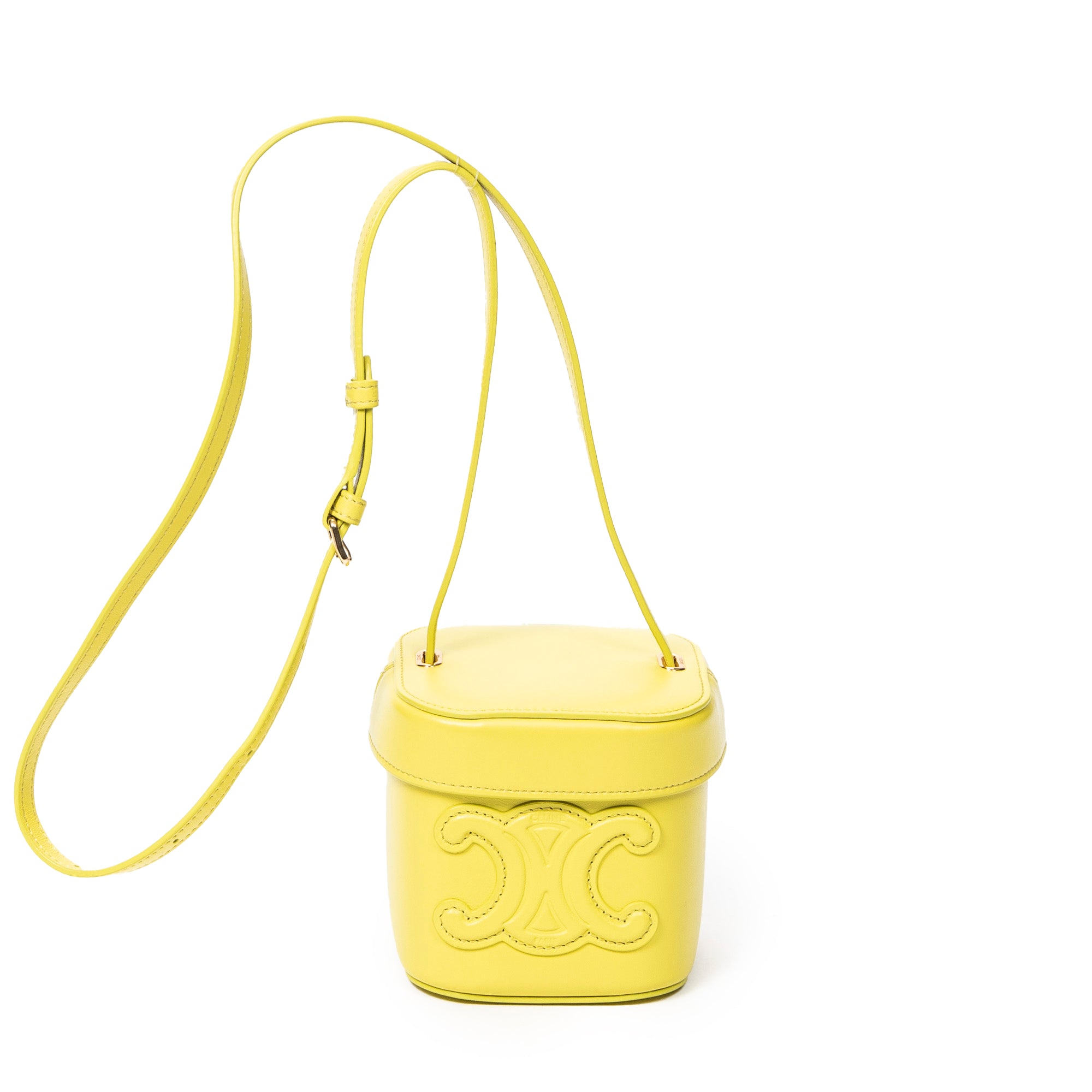 Shoulder Bag Small Cuir Triomphe Box Bag Yellow Green Smooth Calfskin Leather