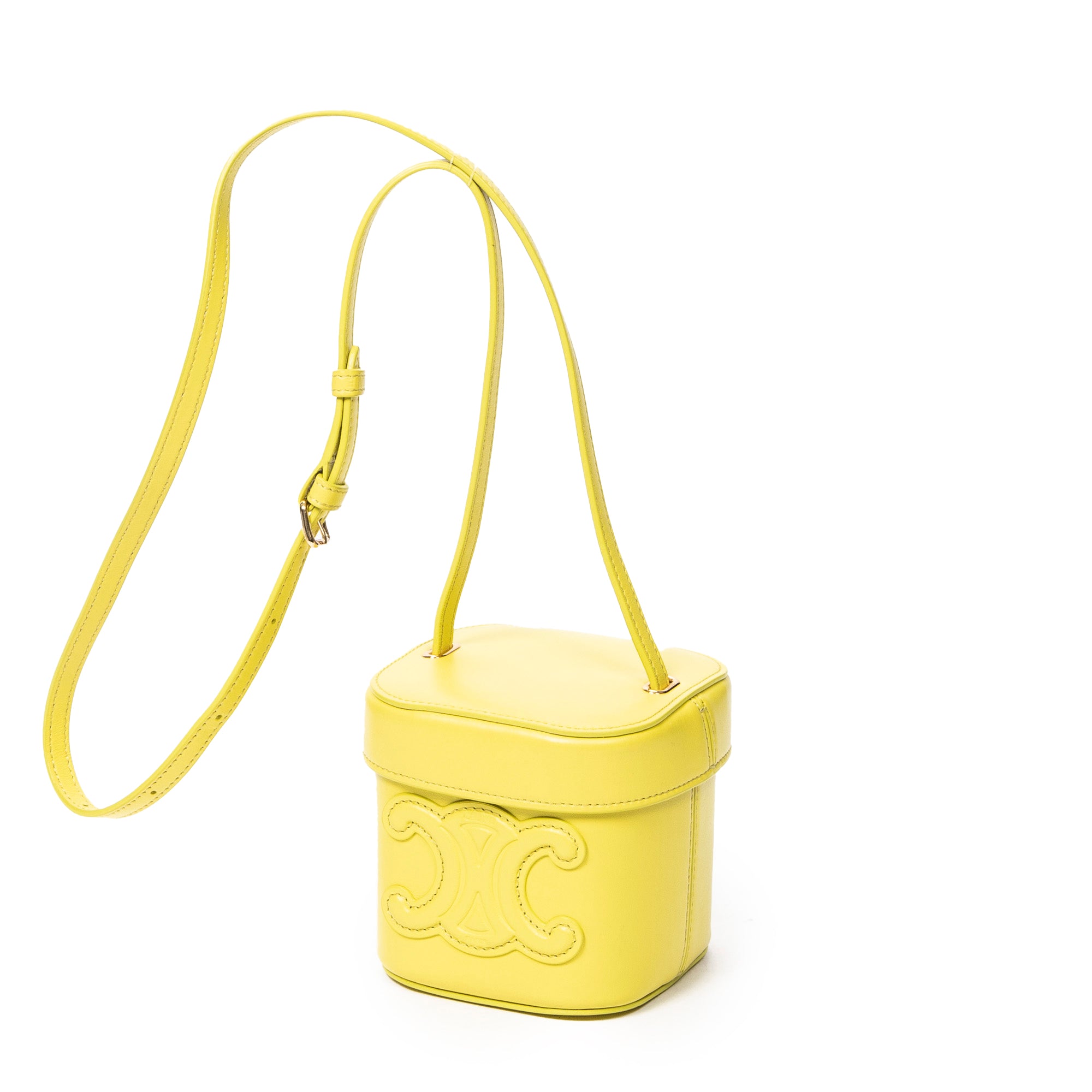 Shoulder Bag Small Cuir Triomphe Box Bag Yellow Green Smooth Calfskin Leather