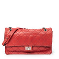 Shoulder Bag CC Mademoiselle Embossed Ultimate Stitch Flap Red Quilted Calfskin Leather
