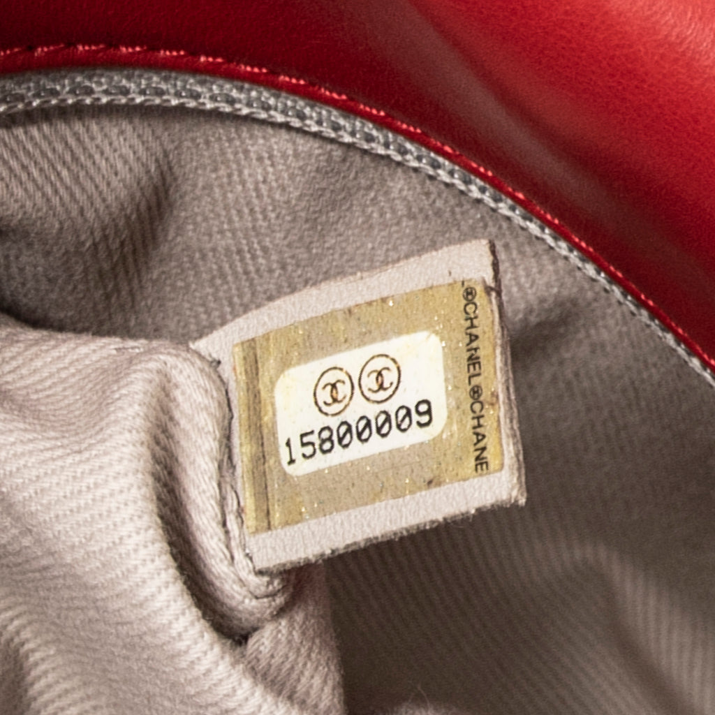 Shoulder Bag CC Mademoiselle Embossed Ultimate Stitch Flap Red Quilted Calfskin Leather