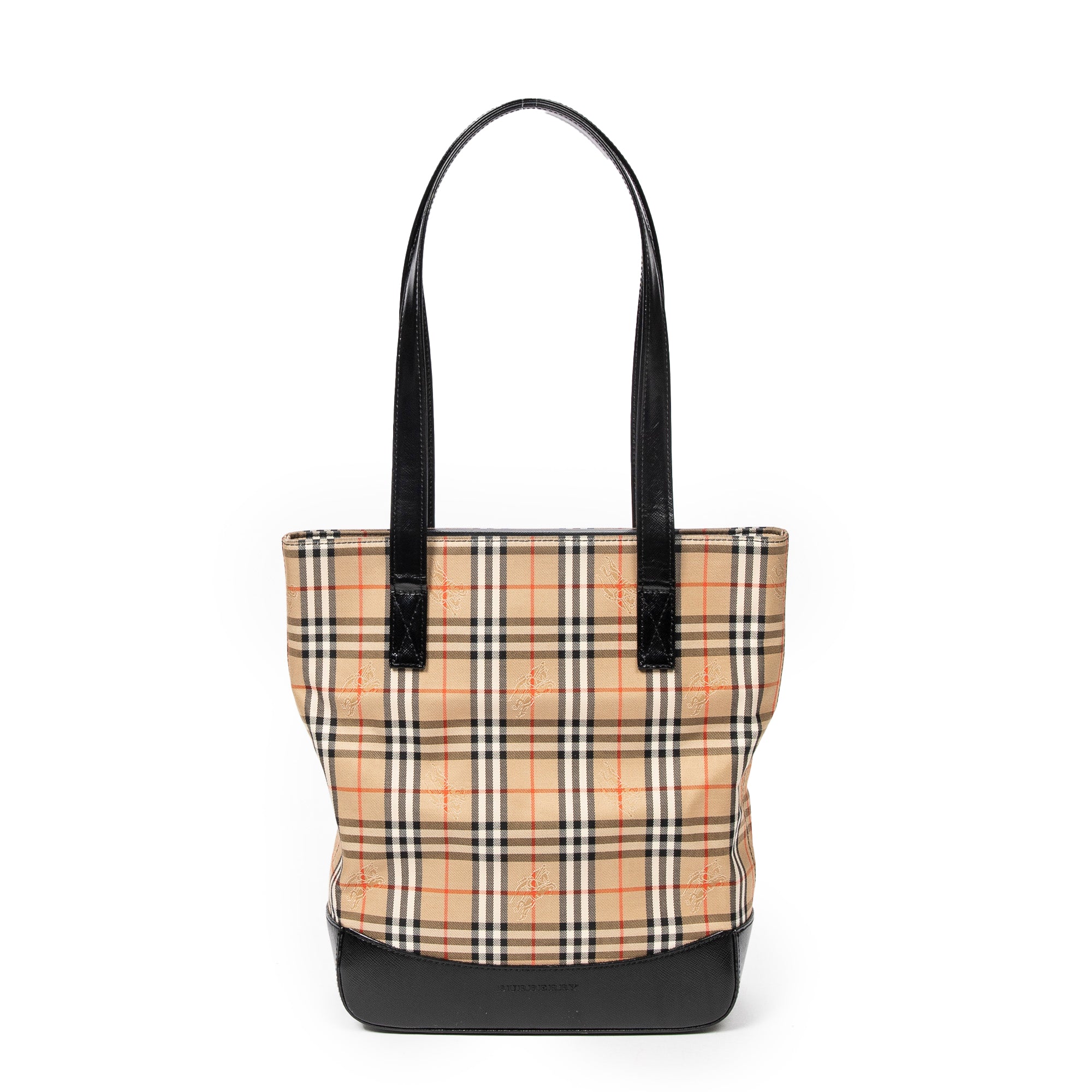 Bolso de hombro Tote alto de lona beige Haymarket Check