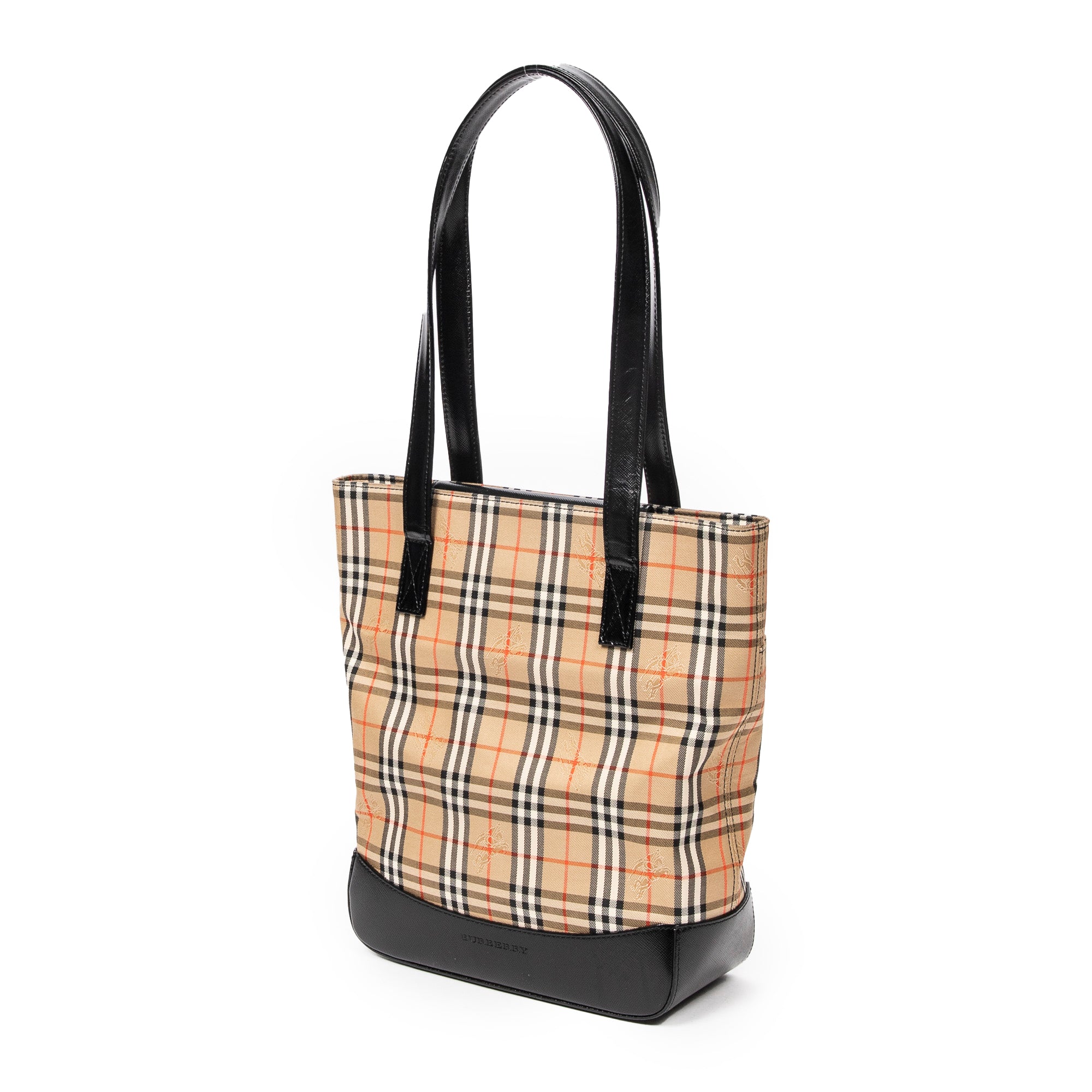 Bolso de hombro Tote alto de lona beige Haymarket Check
