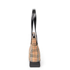 Bolso de hombro Tote alto de lona beige Haymarket Check