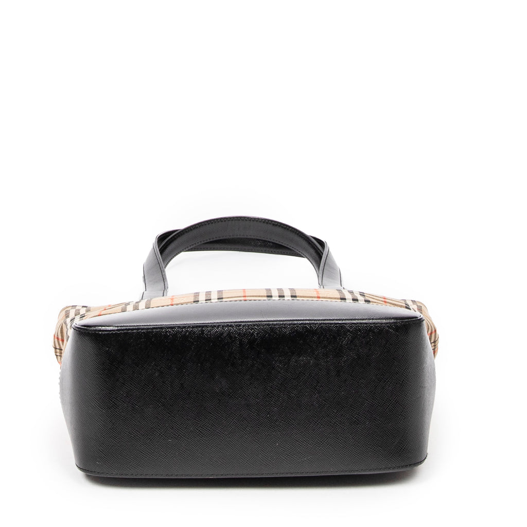 Bolso de hombro Tote alto de lona beige Haymarket Check