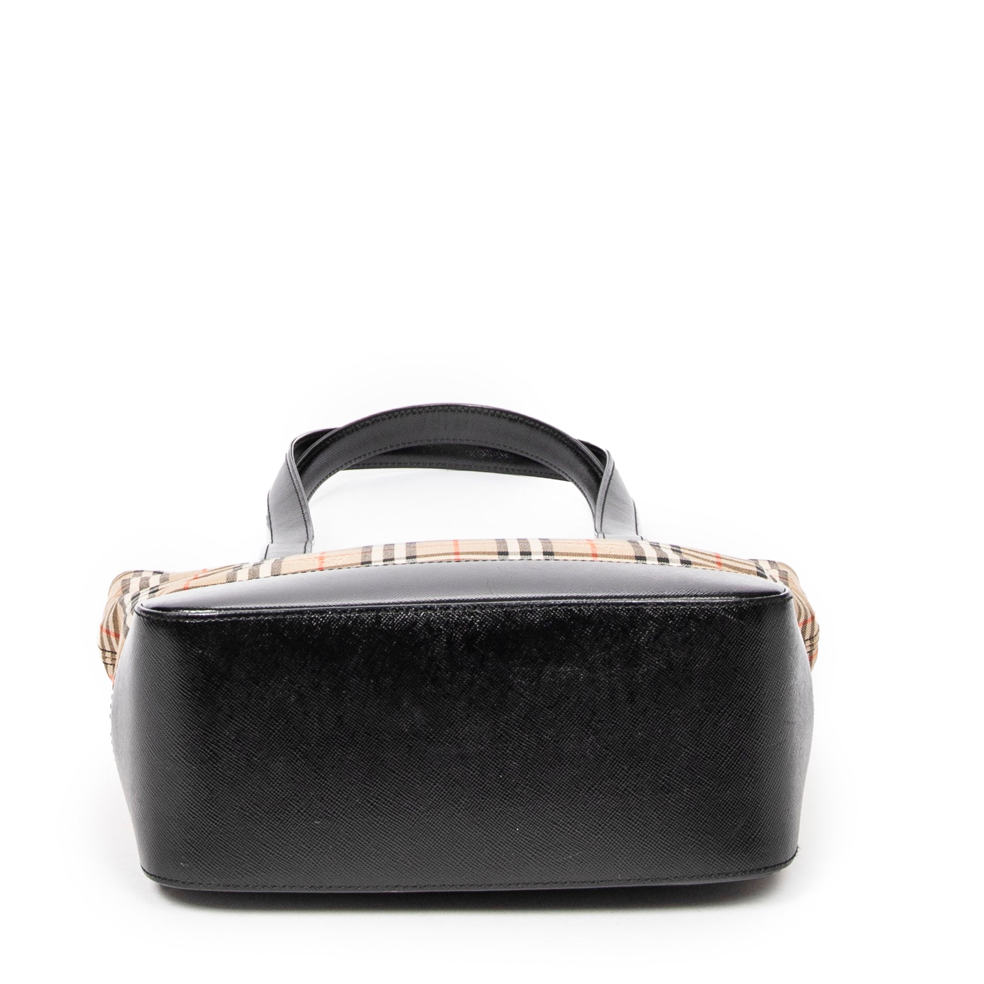 Bolso de hombro Tote alto de lona beige Haymarket Check