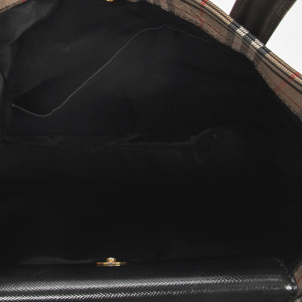 Bolso de hombro Tote alto de lona beige Haymarket Check