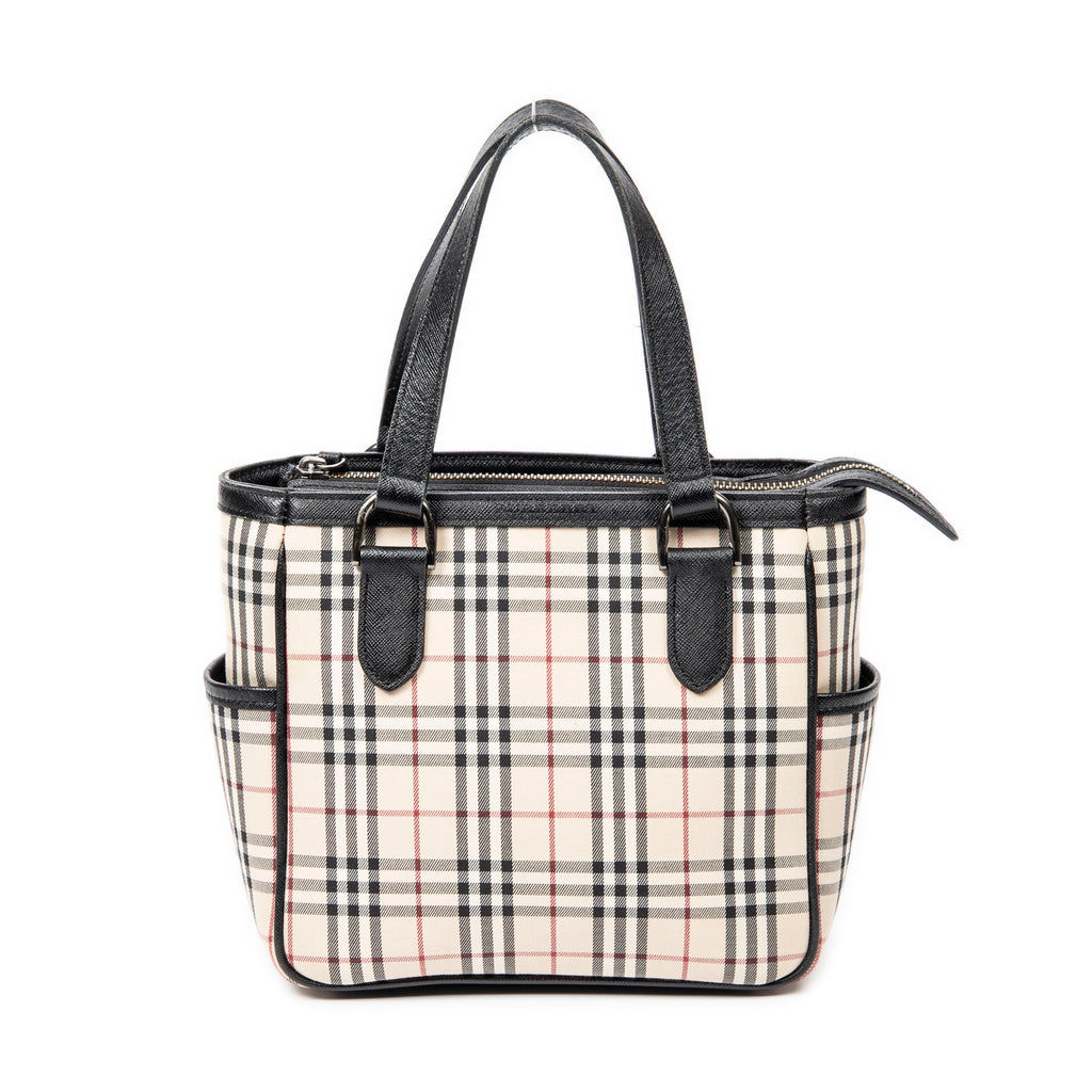 Bolso de Hombro con Bolsillo Lateral con Cremallera y Lona Beige Nova Check