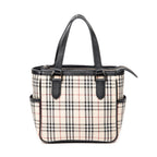Bolso de Hombro con Bolsillo Lateral con Cremallera y Lona Beige Nova Check