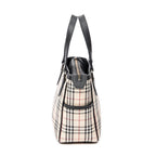Bolso de Hombro con Bolsillo Lateral con Cremallera y Lona Beige Nova Check