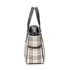 Bolso de Hombro con Bolsillo Lateral con Cremallera y Lona Beige Nova Check