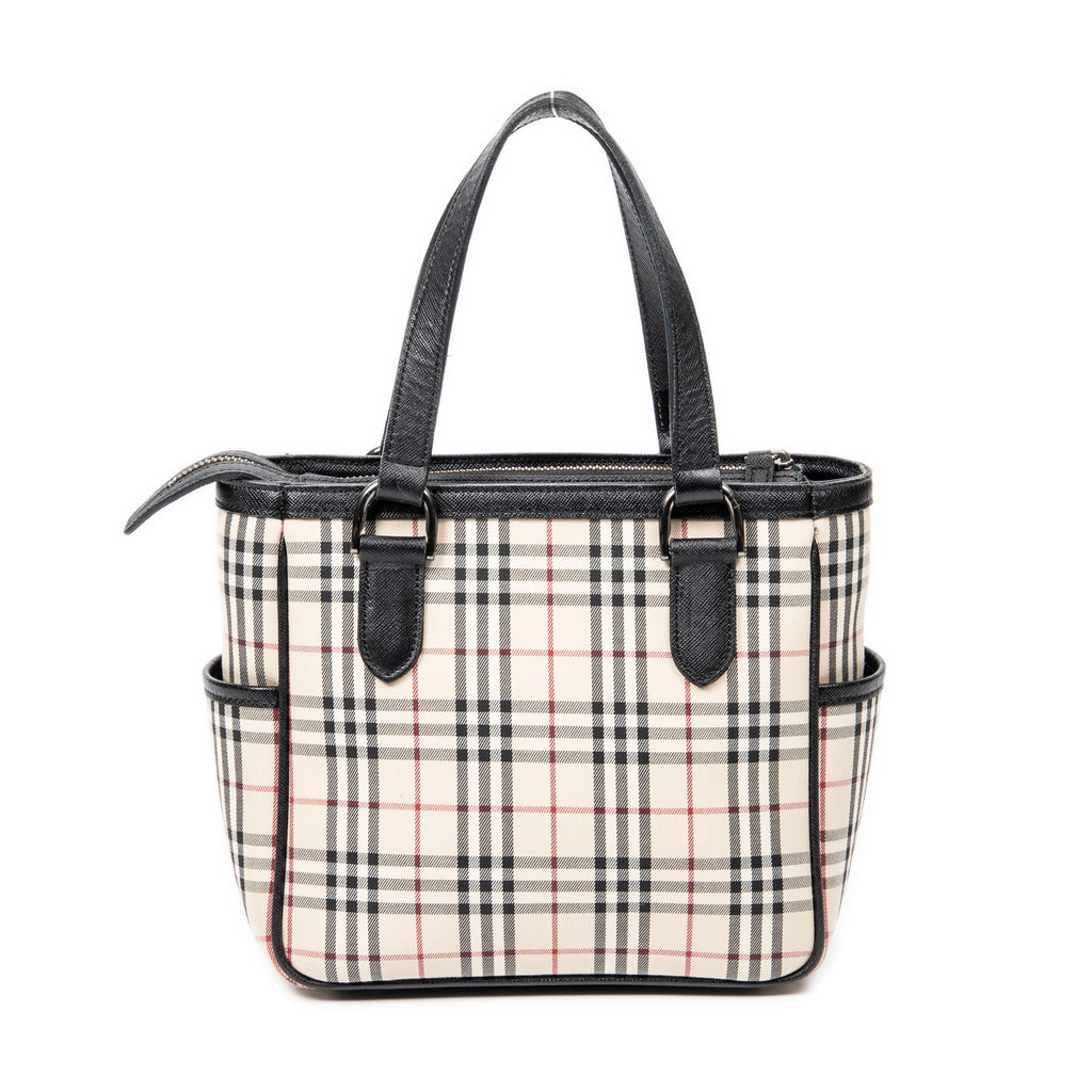 Bolso de Hombro con Bolsillo Lateral con Cremallera y Lona Beige Nova Check