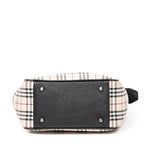 Bolso de Hombro con Bolsillo Lateral con Cremallera y Lona Beige Nova Check