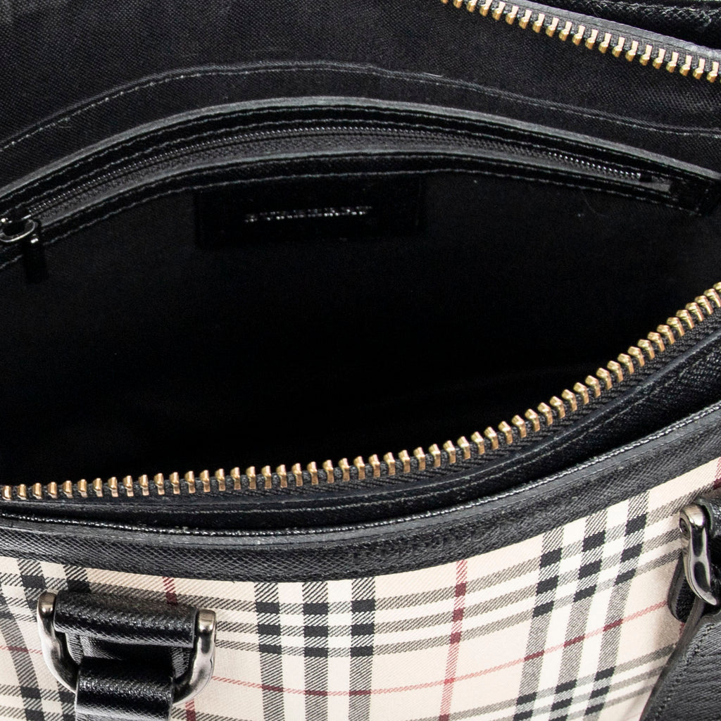 Bolso de Hombro con Bolsillo Lateral con Cremallera y Lona Beige Nova Check