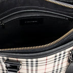 Bolso de Hombro con Bolsillo Lateral con Cremallera y Lona Beige Nova Check