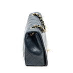 Shoulder Bag CC Turn Lock Mademoiselle Full Flap Navy Blue Quilted Lambskin Leather