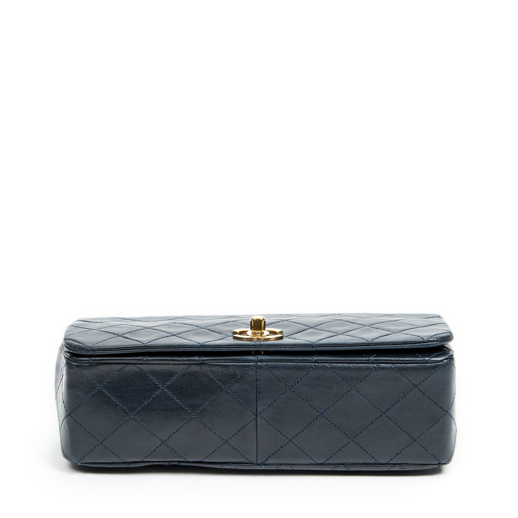 Shoulder Bag CC Turn Lock Mademoiselle Full Flap Navy Blue Quilted Lambskin Leather