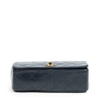 Shoulder Bag CC Turn Lock Mademoiselle Full Flap Navy Blue Quilted Lambskin Leather