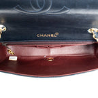Shoulder Bag CC Turn Lock Mademoiselle Full Flap Navy Blue Quilted Lambskin Leather