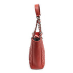 Bolso de Hombro Petite Shopping Tote de Cuero Caviar Rojo Acolchado