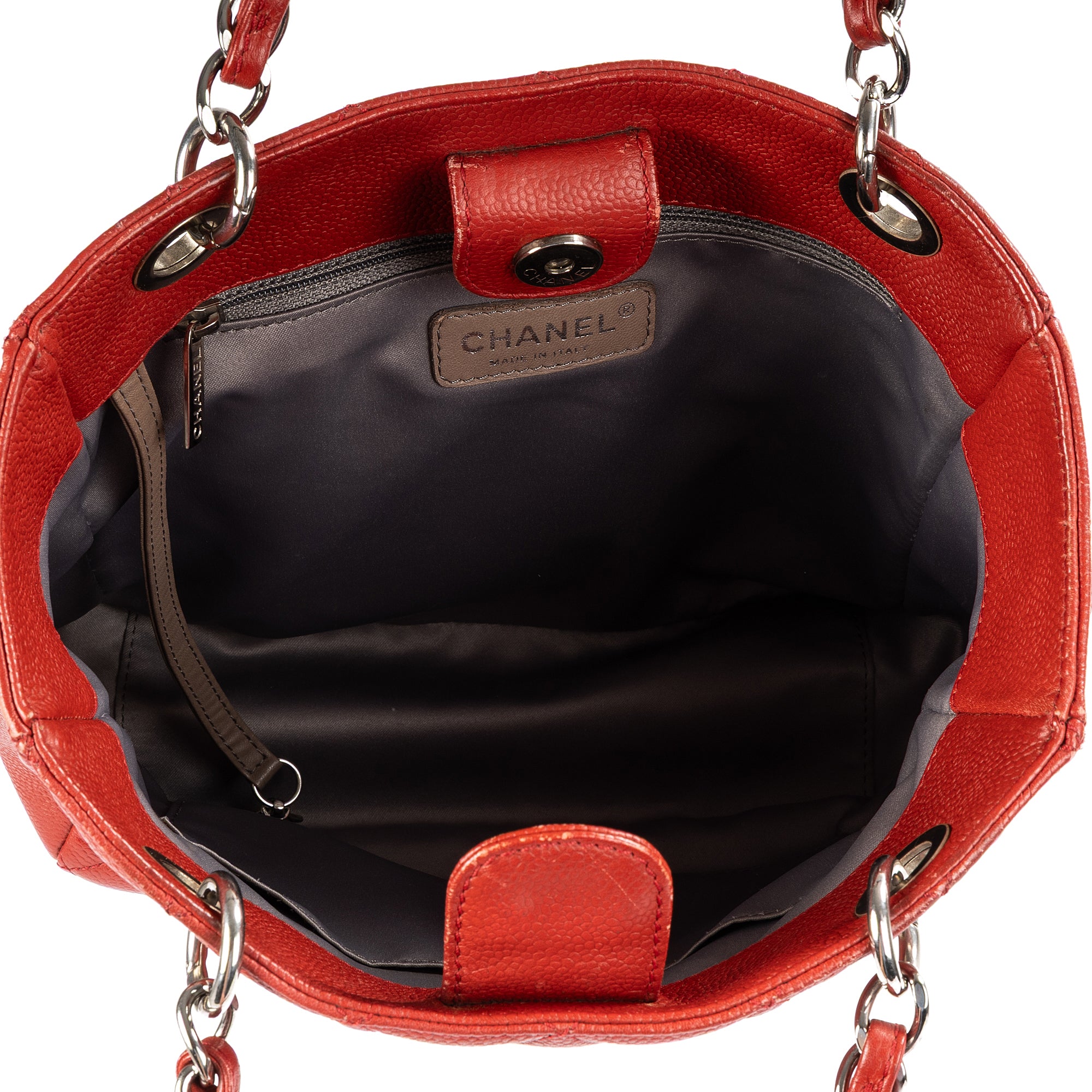 Shoulder Bag Petite Shopping Tote Red Quilted Caviar Leather