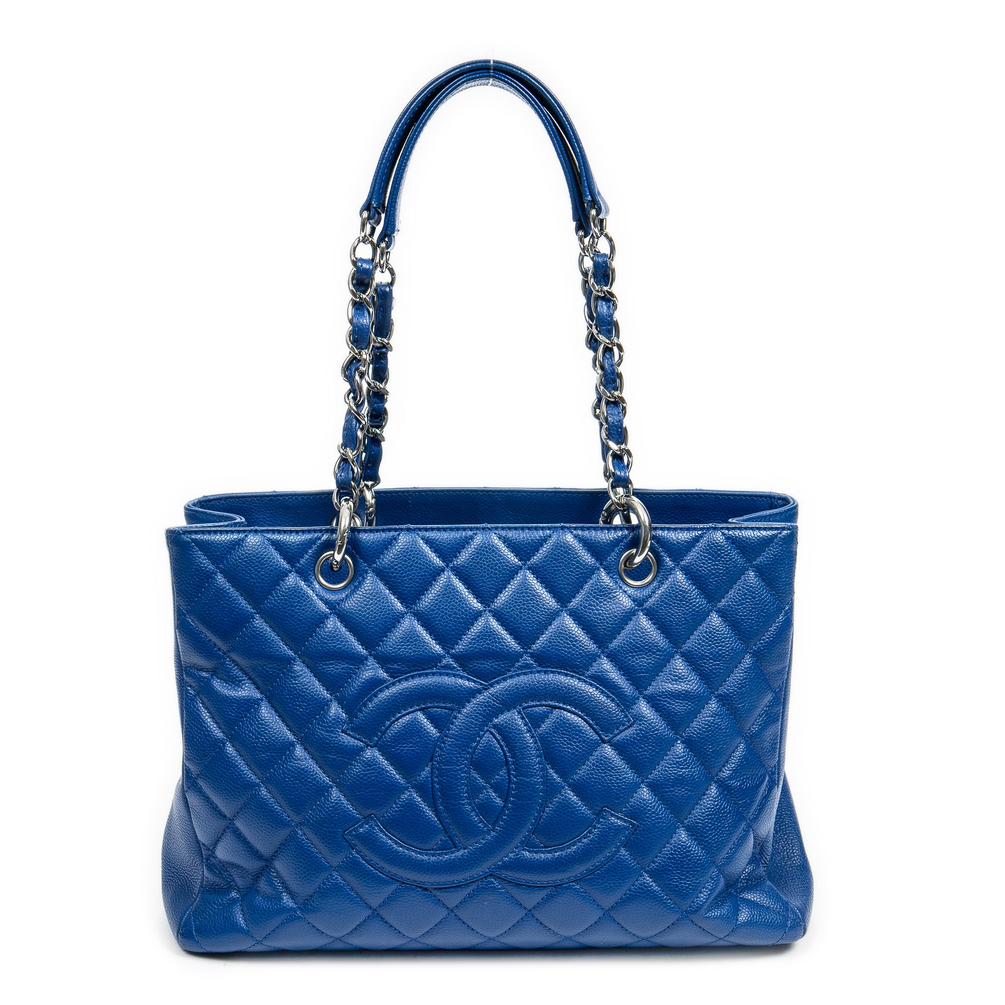 Shoulder Bag Grand Shopping Tote Blue Quilted Caviar Leather